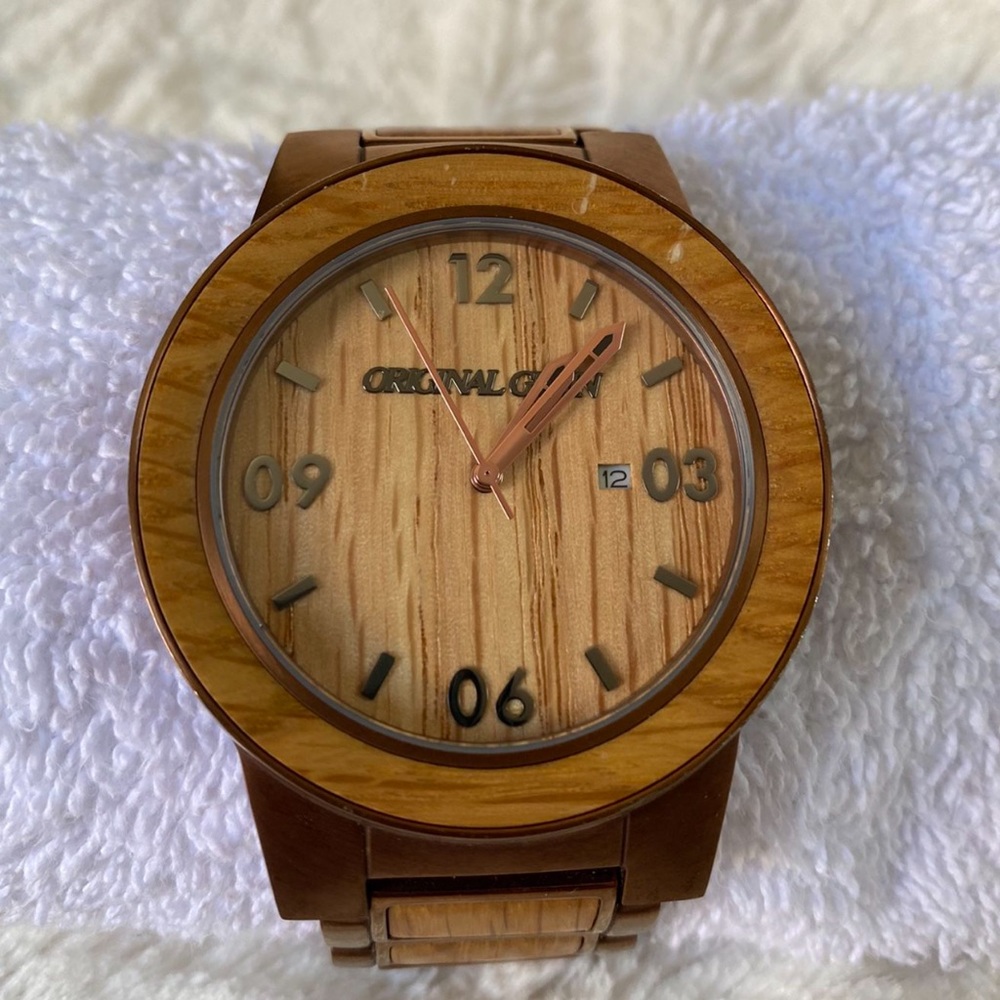 Original Grain Men's Brown Wooden Watch (New battery)